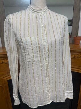 Isabel Marant Etioile gauze gauzy buttondown striped cream and gold preowned